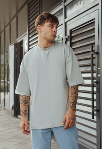 Фото - Однотонна оверсайз футболка Staff light gray oversize - Men box