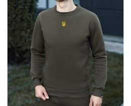 Фото - Світшот Pobedov кольору хакі з вишитим принтом "Герб" - Men box
