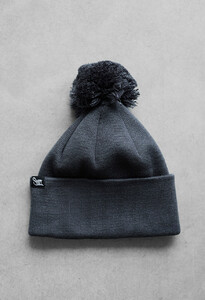Фото - Зимняя мужская темно-серая шапка Staff dark gray pompon - Men box