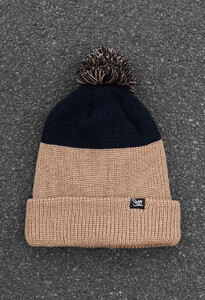 Фото - Двухцветная зимняя шапка Staff beige & black - Men box