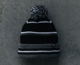 Фото - Черная полосатая шапка Staff gray & black - Men box