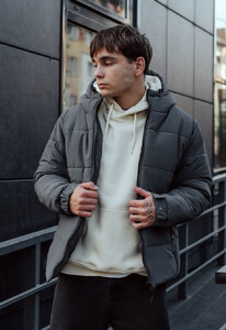 Фото - Зимняя куртка серого цвета Staff no gray - Men box