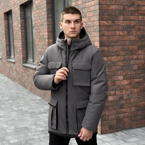 Фото - Зимняя серо-черная мужская парка Pobedov Alpina - Men box