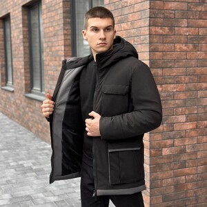 Фото - Молодежная черно-серая зимняя парка Pobedov Alpina - Men box
