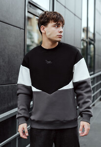 Фото - Трехцветный теплый свитшот Staff black & gray logo fleece - Men box