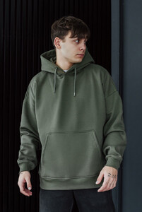 Фото - Теплое худи цвета хаки Staff dark khaki basic oversize fleece - Men box
