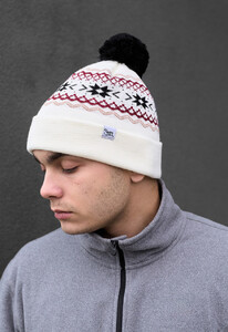 Фото - Зимова унісекс шапка з помпоном Staff white & black pattern - Men box