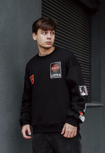 Фото - Черный оверсайз свитшот Staff loiter oversize fleece - Men box