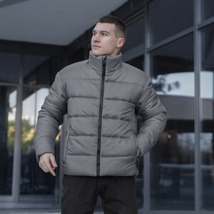 Фото - Чоловічий пуховик на зиму Pobedov Bubble Gum сірого кольору - Men box