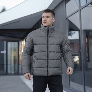 Фото - Чоловічий пуховик на зиму Pobedov Bubble Gum сірого кольору - Men box