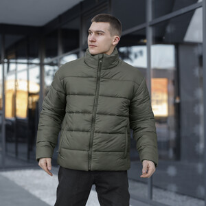 Фото - Мужской пуховик от бренда Pobedov Bubble Gum в цвете хаки - Men box