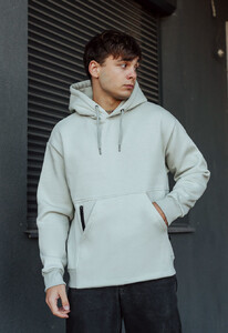 Фото - Светло-серое худи Staff light gray logo oversize fleece - Men box