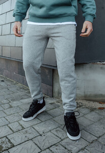 Фото - Однотонные теплые спортивные штаны Staff g gray melange fleece - Men box