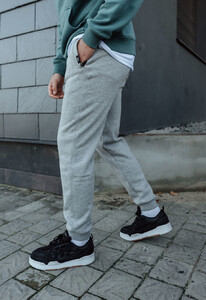 Фото - Однотонные теплые спортивные штаны Staff g gray melange fleece - Men box