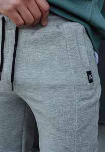 Фото - Однотонные теплые спортивные штаны Staff g gray melange fleece - Men box