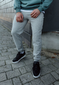 Фото - Однотонные теплые спортивные штаны Staff g gray melange fleece - Men box