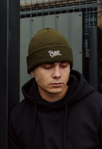 Фото - Шапка з підворотом кольору хакі Staff 24 logo khaki - Men box