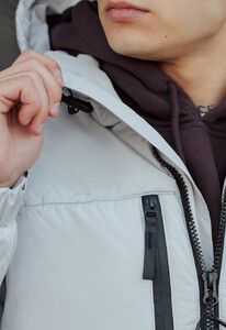 Фото - Зимняя светло-серая куртка Staff br light gray logo - Men box