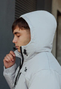 Фото - Зимняя светло-серая куртка Staff br light gray logo - Men box