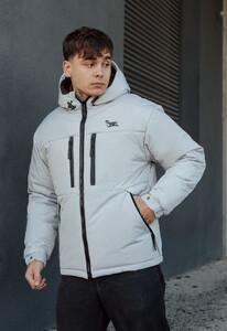 Фото - Зимняя светло-серая куртка Staff br light gray logo - Men box