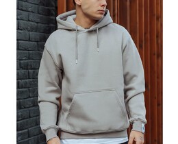 Фото - Теплое однотонное худи Staff gray basic oversize fleece - Men box