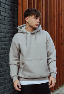 Фото - Теплое однотонное худи Staff gray basic oversize fleece - Men box