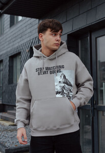 Фото - Зимнее худи серого цвета Staff start doing oversize fleece - Men box