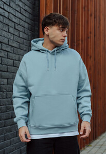 Фото - Однотонное голубое зимнее худи Staff light blue oversize fleece - Men box