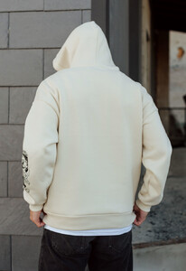 Фото - Бежевое худи с цветочным принтом Staff logo & flowers oversize fleece - Men box