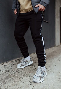 Фото - Черные спортивные штаны с лампасами Staff lampas black fleece - Men box