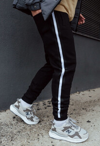 Фото - Черные спортивные штаны с лампасами Staff lampas black fleece - Men box
