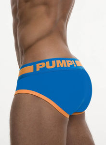 Фото - Хлопковые мужские трусы Pump синие с оранжевым кантом - Men box