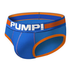 Фото - Хлопковые мужские трусы Pump синие с оранжевым кантом - Men box