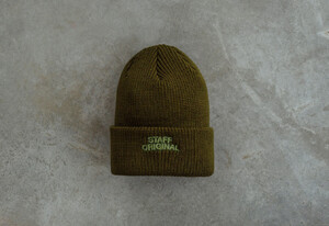 Фото - Теплая брендированная шапка цвета хаки Staff khaki logo - Men box