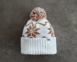 Фото - Зимняя шапка с орнаментом Staff white & beige pattern pompon - Men box