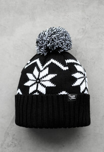 Фото - Черно-белая зимняя шапка Staff white & black pattern pompon - Men box