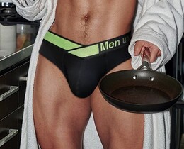 Фото - Бріфи для чоловіків Pump чорні із салатовою резинкою - Men box
