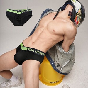 Фото - Брифы для мужчин Pump черные с салатовой резинкой - Men box