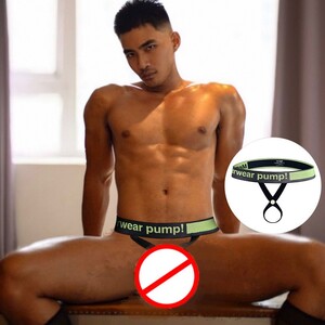 Фото - Мужские эротические трусы от бренда Pump зеленого цвета - Men box