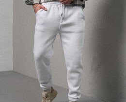 Фото - Зимние мужские штаны Intruder Fleece белые из трехнитки - Men box