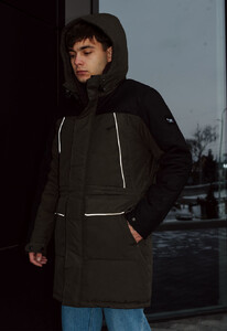 Фото - Чоловіча двоколірна зимова парка Staff sta khaki & black - Men box