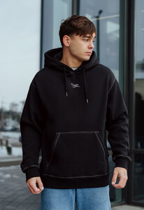 Фото - Тепле худі чорного кольору Staff black logo seam oversize fleece - Men box