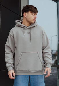 Фото - Зимове сіре худі Staff gray logo seam oversize fleece - Men box