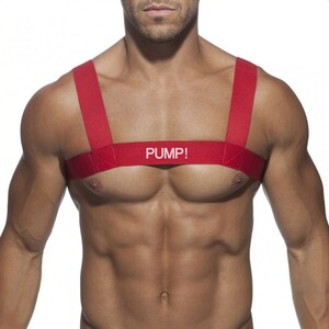 Фото - Мужская сбруя от бренда Pump эластичная красного цвета - Men box