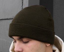 Фото - Шапка однотонная цвета хаки Staff 14 khaki - Men box