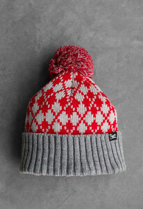 Фото - Красно-серая шапка с помпоном Staff red & gray pattern pompon - Men box