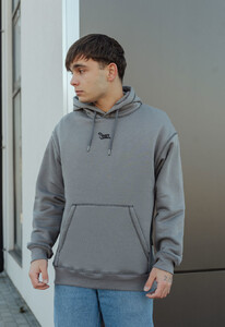 Фото - Утеплене сіре худі Staff gray2 logo seam oversize fleece - Men box