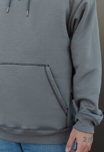 Фото - Утеплене сіре худі Staff gray2 logo seam oversize fleece - Men box