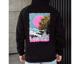 Фото - Чорне худі з яскравим принтом Staff pink moon oversize fleece - Men box