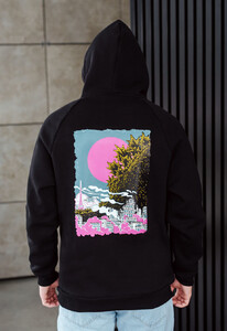 Фото - Черное худи с ярким принтом Staff pink moon oversize fleece - Men box